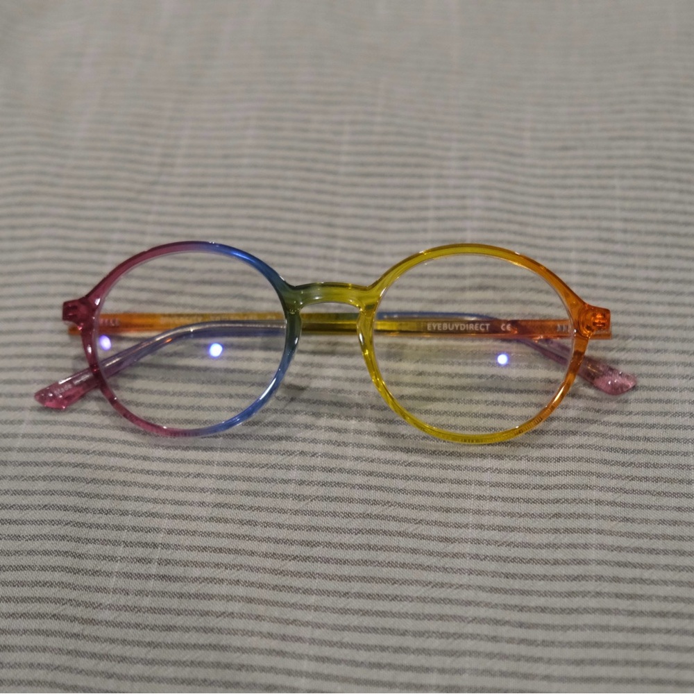 🌈 EYE BUY DIRECT “Diversity” Blue Light Glasses – Rainbow Round Frames w/ Case